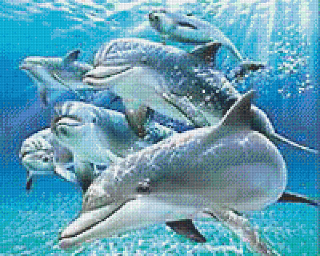 Dolphins Play Sixteen [16] Baseplate PixelHobby Mini-mosaic Art Kits image 0